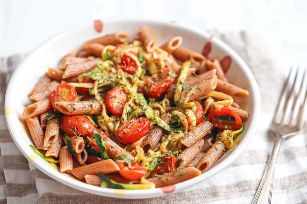 Pasta met courgette, kerstomaten & knoflook Nutrifoodz